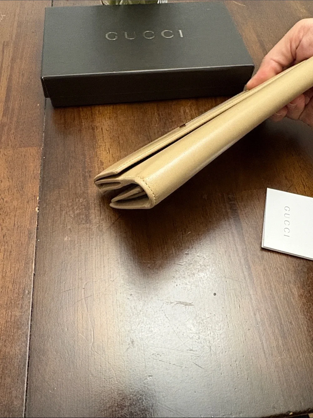 Low start Gucci Vtg Leather Flap Continental Wallet in a box. In GUC. Authentic - Picture 13 of 15